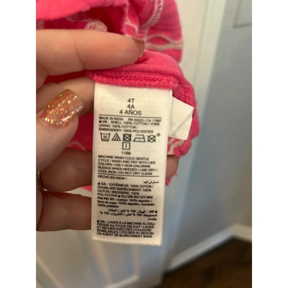 Old Navy Gauze Dress Pink Palm‎ Tree Embroidered Summer Sundress 4T